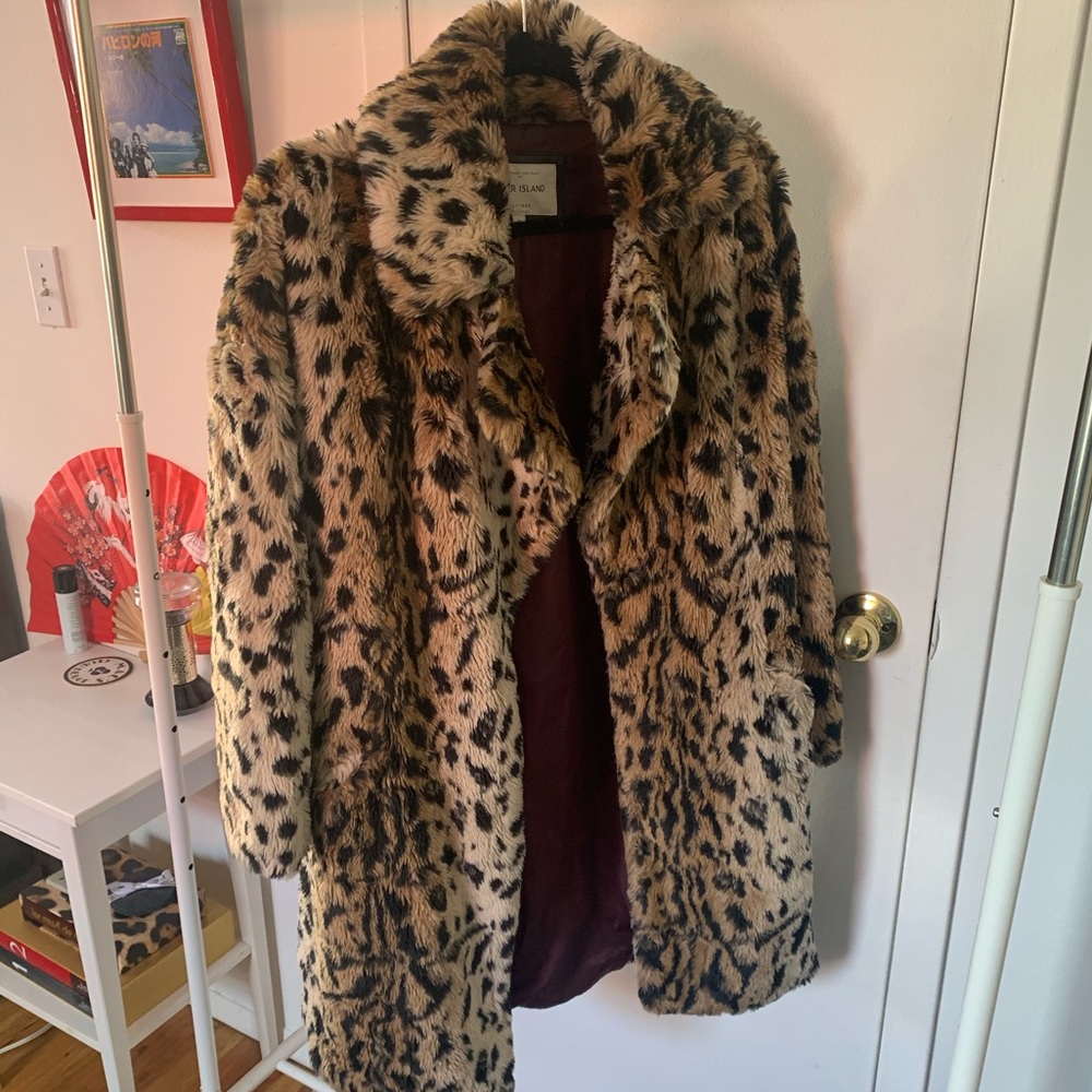 Leopard Print Faux Fur Jacket